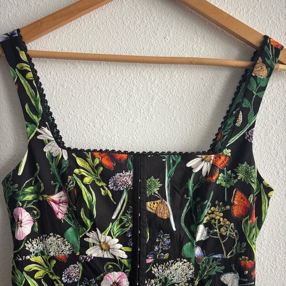 NWT Avec Les Filles Floral Botanical Butterfly Print Corset Fit & Flare Dress 6 - Picture 3 of 13